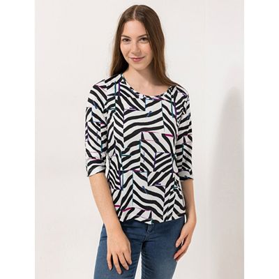 Thumbnail - DINE 'N' DANCE Shirt, 3/4-Arm Rundhalsausschnitt Allover-Druck figurumspielend