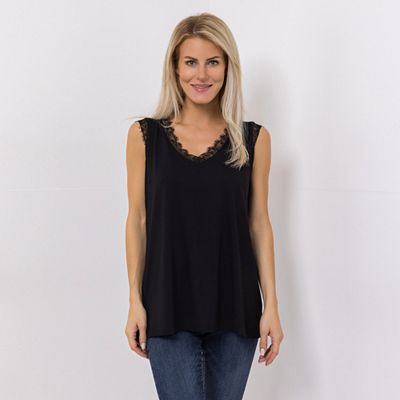 DINE 'N' DANCE Top V-Ausschnitt mit Spitze leger