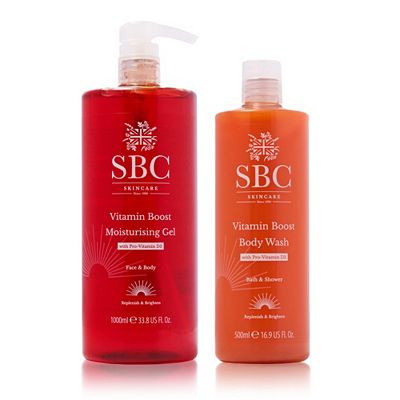 SBC Vitamin Boost Moisturising Gel 1L, Body Wash 500ml mit Pro-Vitamin D3