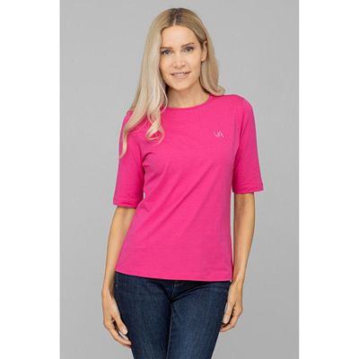 VIA MILANO Shirt, langer Halbarm Rundhalsausschnitt Strass-Logo figurumspielend