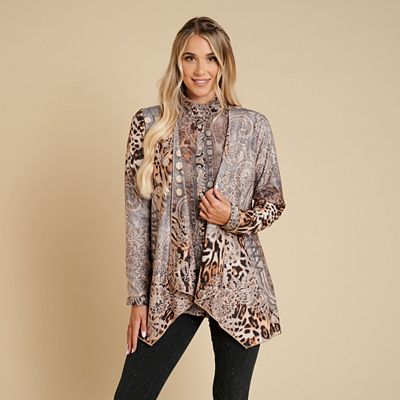 Thumbnail - SCHIFFHAUER MUNICH® Cardigan, elastisch Wasserfallkragen offene Front figurumspielend