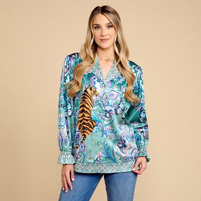 Thumbnail - SCHIFFHAUER MUNICH® Blusenjacke, 1/1-Arm Reverskragen Spitzendetails figurumspielend