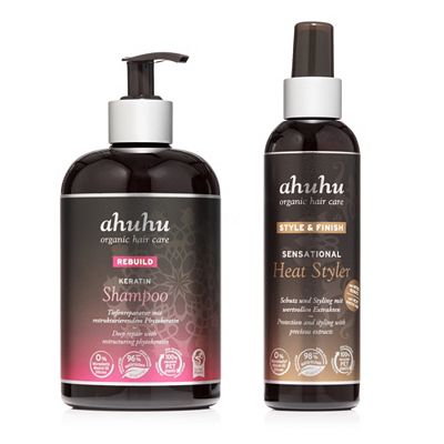 ahuhu organic hair care Keratin Shampoo 500ml & Heat Styler 200ml