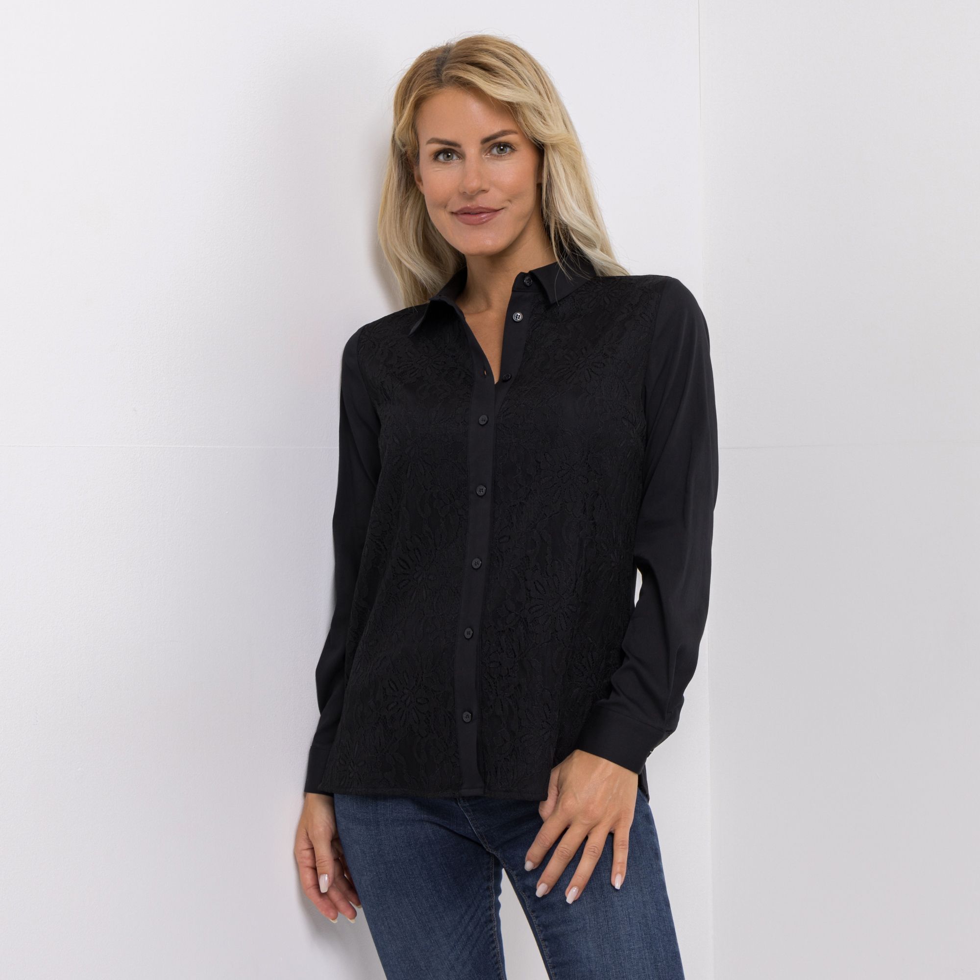 DINE 'N' DANCE Bluse, 1/1-Arm Blusenkragen Knopfleiste figurumspielend