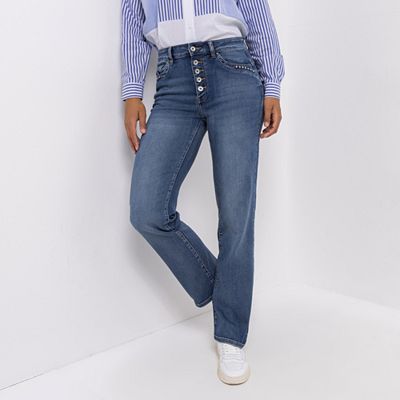 Thumbnail - DINE 'N' DANCE Jeanshose Lambada 5-Pocket Style Knopfleiste gerades Bein