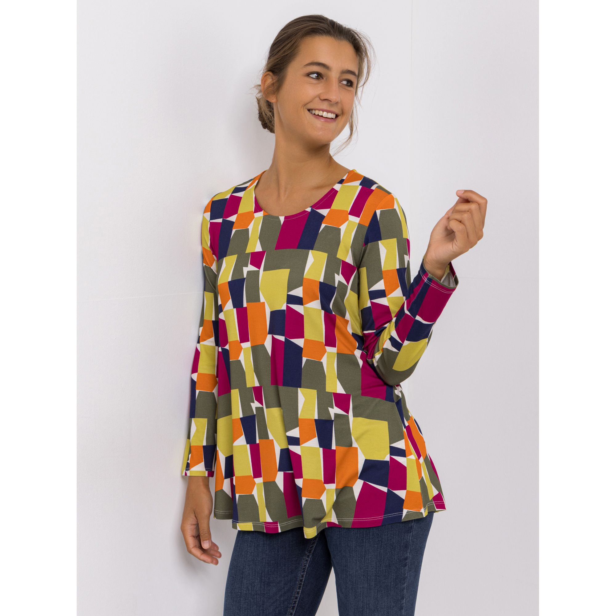 KILIAN KERNER SENSES Shirt, Langarm Rundhalsausschnitt ausgestellte Form hüftbedeckend