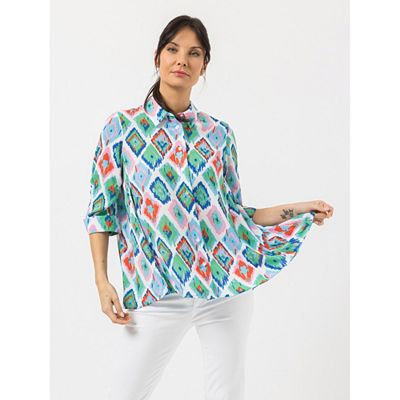 STEFFEN SCHRAUT Bluse Capri, 3/4-Arm geraffter Ärmel durchgeknöpft leger weit