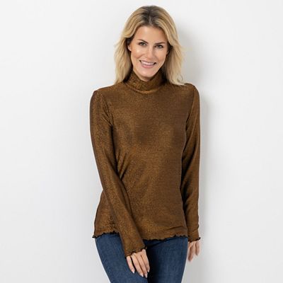 EVA LUTZ Shirt Stehkragen Effektgarn figurbetont