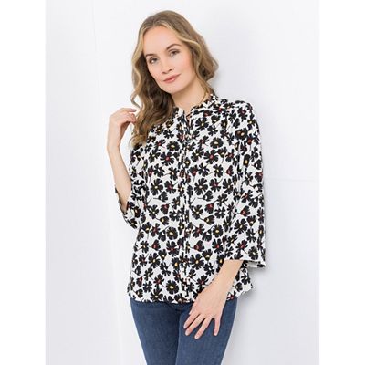 Thumbnail - EVA LUTZ Bluse kleiner Stehkragen Bindeband leger weit