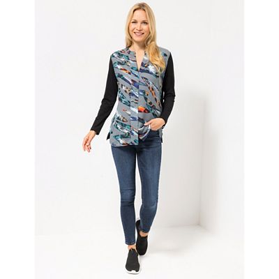 DINE 'N' DANCE Blusenshirt Materialmix vorne bedruckt figurumspielend