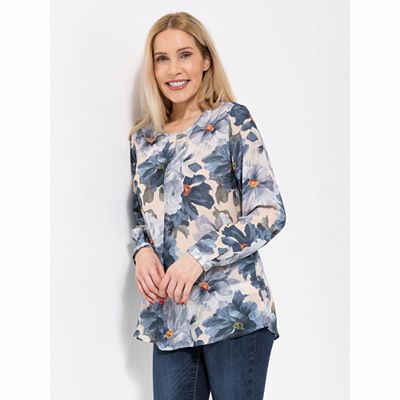 Thumbnail - DINE 'N' DANCE Bluse, 1/1-Arm Rundhalsausschnitt Manschetten leger weit