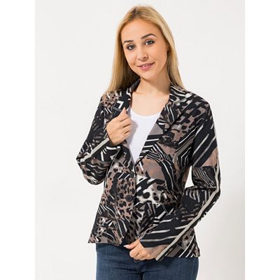 DINE 'N' DANCE Blazer, 1/1-Arm Allover-Druck aufgesetzte Taschen figurbetont
