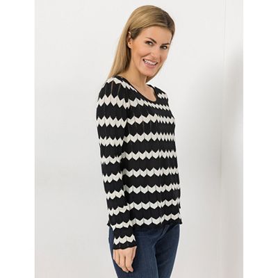 EVA LUTZ Pullover Rundhalsausschnitt gestreift figurbetont