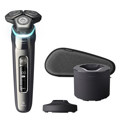PHILIPS Shaver Series 9000 Elektrischer Nass- & Trockenrasierer mit SkinIQ im großen Set S9980/54