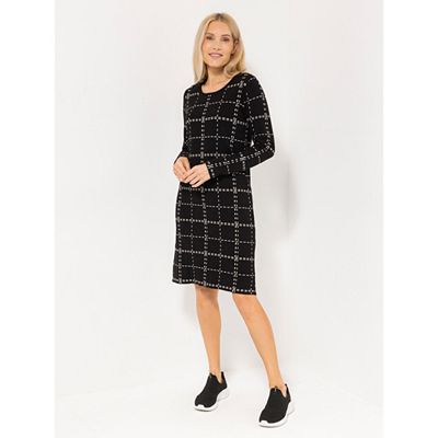 EVA LUTZ Kleid, 1/1-Arm Rundhalsausschnitt Allover Karo-Muster figurumspielend