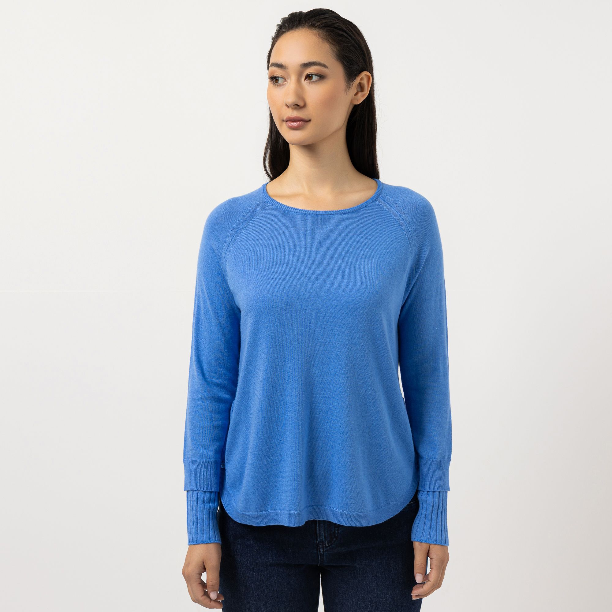 STEFFEN SCHRAUT Pullover Seitenschlitze mit Knöpfen leger weit