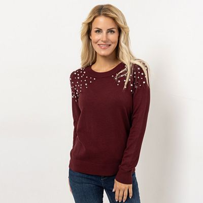 Thumbnail - KILIAN KERNER SENSES Pullover, Langarm Rundhalsausschnitt Strass-Steine figurumspielend