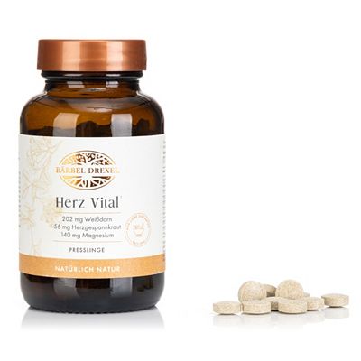 Thumbnail - BÄRBEL DREXEL Herz Vital 180 Presslinge mit Magnesium, Vitamin B1 & Weißdorn