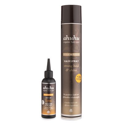 ahuhu organic hair care Hairspray Bio Coffein Sondergröße 500ml & Coffein Tonic 100ml