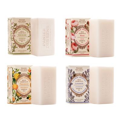 PANIER DES SENS Stückseifen Set Rose,Verbene, Provence, Lavendel 4x 150g