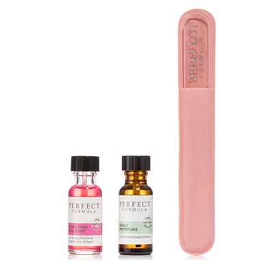 PERFECT FORMULA Ruby Gel Coat 18ml & Daily Moisture Nagelöl 15ml + Kristallglasfeile
