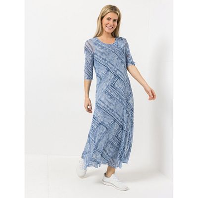 DINE 'N' DANCE Maxi-Kleid, 3/4-Arm Mesh Strasslogo figurumspielend