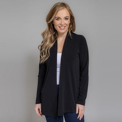 KIM & CO. Cardigan, 1/1-Arm Brazil Knit Jersey offene Front leger weit