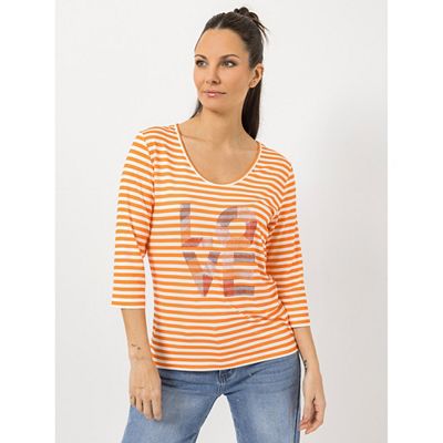 STEFFEN SCHRAUT Shirt, 3/4-Arm tiefer Rundhals Strassdetails figurumspielend