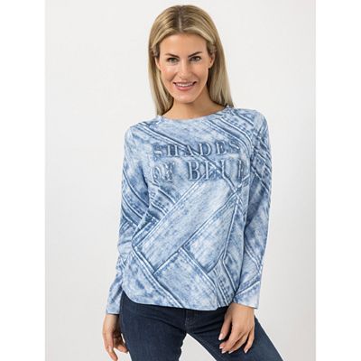 DINE 'N' DANCE Sweatshirt, 1/1-Arm Rundhalsausschnitt Allover Druck figurumspielend