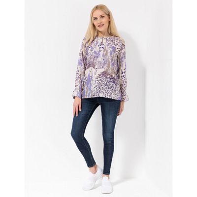 DINE 'N' DANCE Bluse, 1/1-Arm Zierausschnitt Allover-Druck leger weit