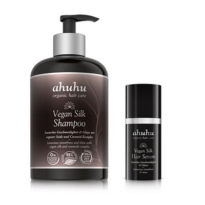 ahuhu organic hair care Vegan Silk Shampoo 500ml & Serum 60ml
