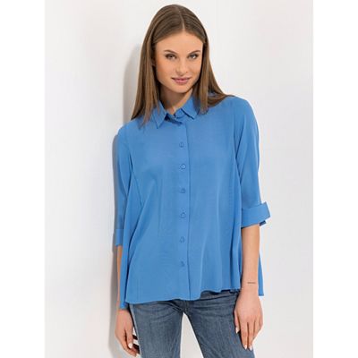 STEFFEN SCHRAUT Bluse, Capri 3/4-Arm Raffung am Ärmel leger weit