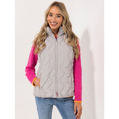 STRANDFEIN Steppweste abnehmbare Kapuze 2-Wege-Reißverschluss Streifenfutter