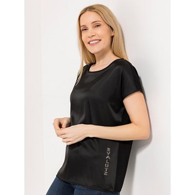 EVA LUTZ Blusenshirt Logo-Applikation mit ECOVERO Viskose figurumspielend