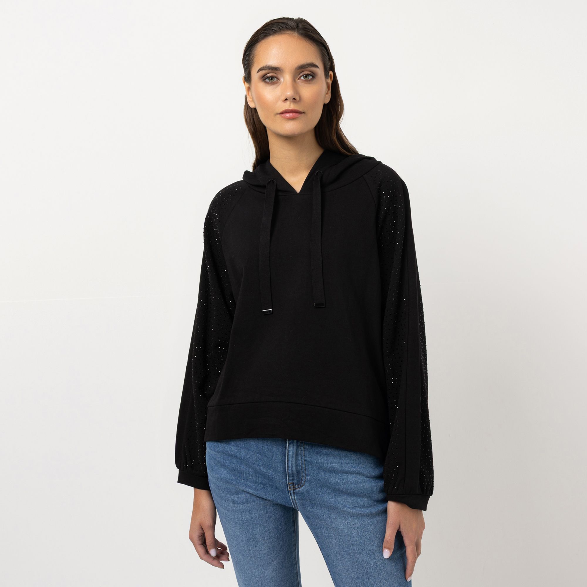 STEFFEN SCHRAUT Sweatshirt, 1/1 Arm Kapuze Strassdetails leger weit