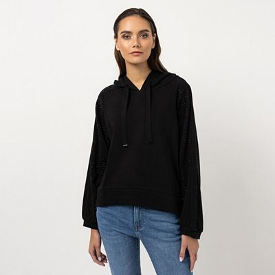 STEFFEN SCHRAUT Sweatshirt, 1/1 Arm Kapuze Strassdetails leger weit