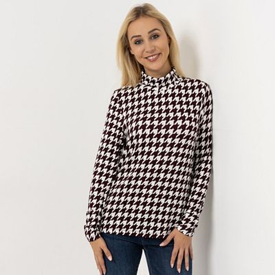 Thumbnail - DINE 'N' DANCE Shirt, 1/1-Arm Rollkragen Allover-Druck figurumspielend