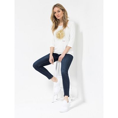 DINE 'N' DANCE Shirt, 3/4-Arm Rundhalsausschnitt Horoskopdruck figurumspielend