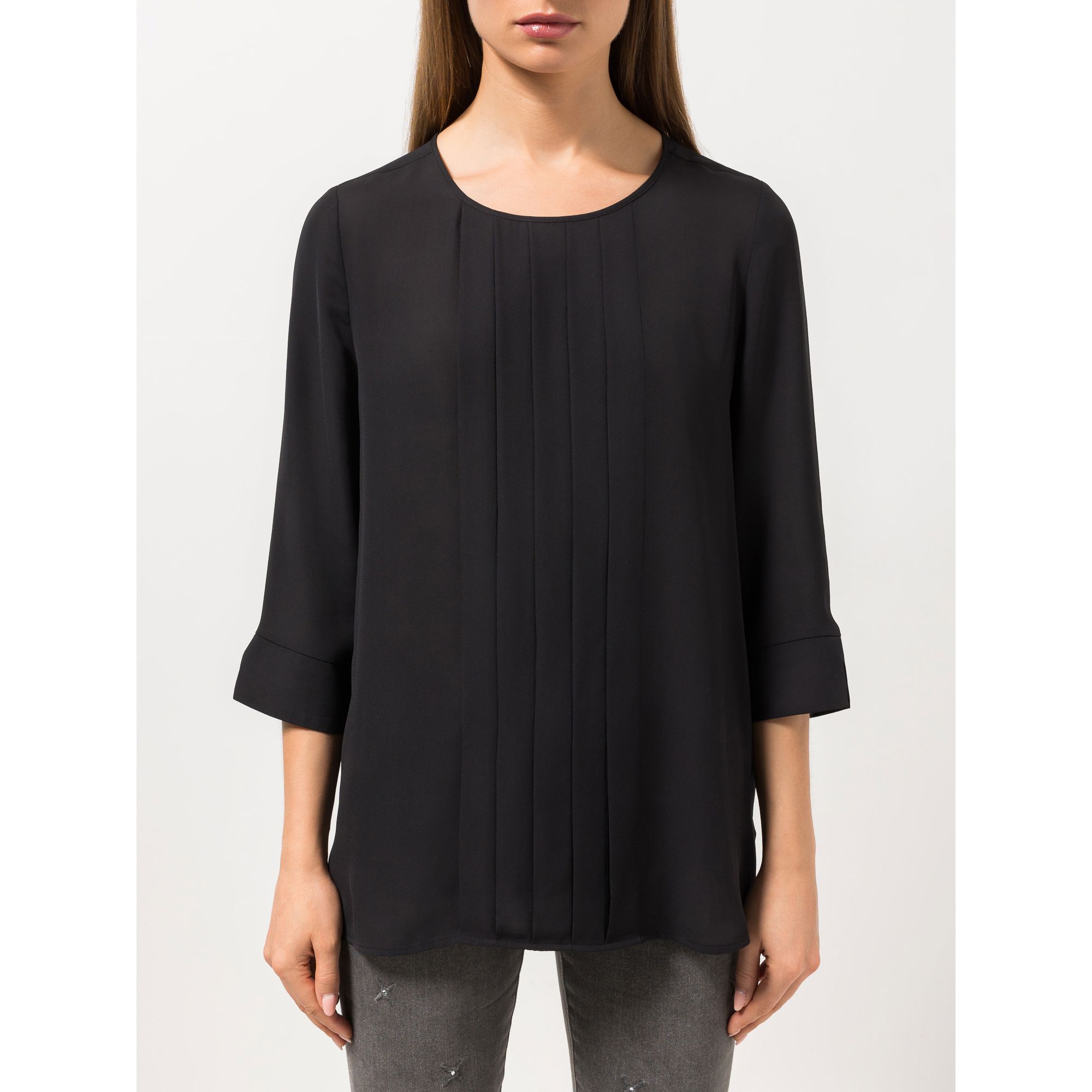 STEFFEN SCHRAUT Bluse Rundhalsausschnitt Falten-Details leger weit