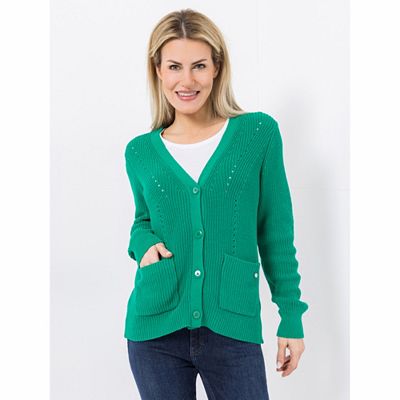 EVA LUTZ Cardigan V-Ausschnitt Knopfleiste figurbetont