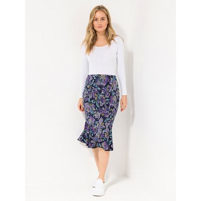 KIM & CO. Rock, knielang Brazil Knit Jersey Rüsche am Saum figurumspielend