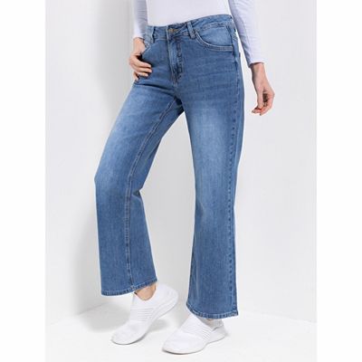EVA LUTZ Jeanshose 5-pocket-Form elastisches Material weites Bein