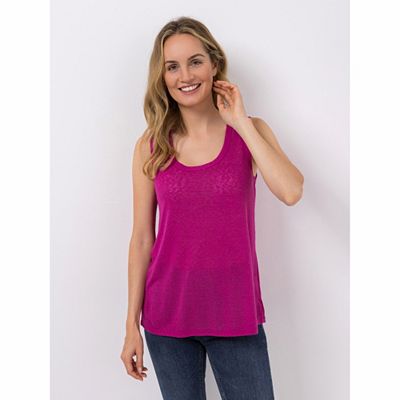 KIM & CO. Top Leinen Optik Jersey Rundhalsausschnitt figurumspielend