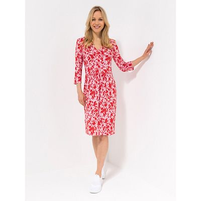 KIM & CO. Kleid, 3/4-Arm Brazil Knit Jersey V-Ausschnitt figurumspielend