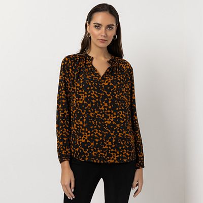 STEFFEN SCHRAUT Bluse New Jersey offener Stehkragen Raffung figurumspielend