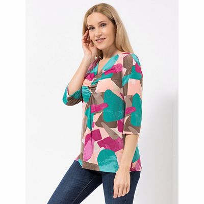 KIM & CO. Shirt, 3/4-Arm Brazil Knit Jersey gerafftes Vorderteil figurumspielend