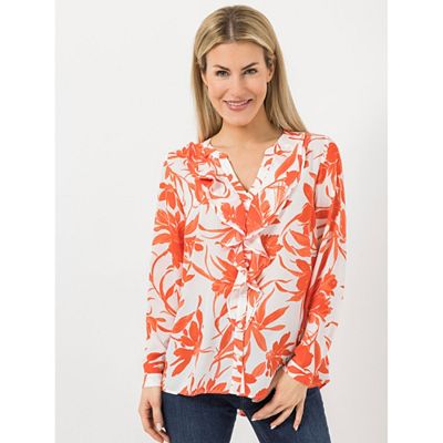 DINE 'N' DANCE Bluse, 1/1-Arm V-Ausschnitt Allover-Druck leger weit