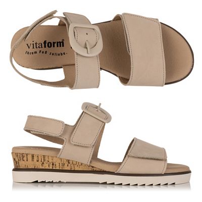 VITAFORM Damen-Sandalette Softnubuk Klettverschlüsse Sohle Chloe