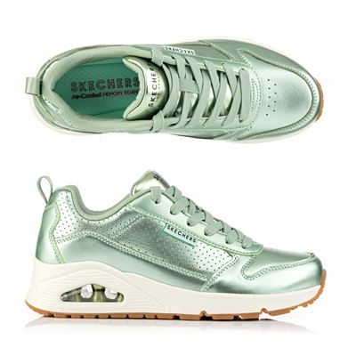 SKECHERS Damen-Sneaker Uno Metallixs echt Leder Memory Foam