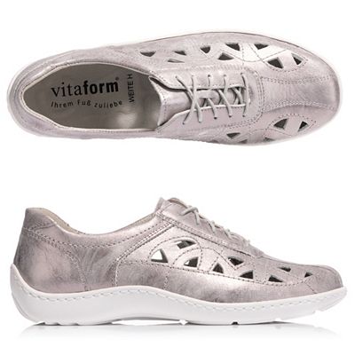 VITAFORM Damen- Halbschuh Nappa Metallic Lochmuster Handnahtsohle